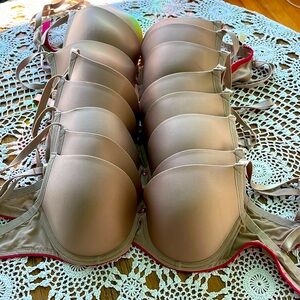 Lot of 8 Chantelle Passionata molded cup beige/nude bras in 30 DD GUC